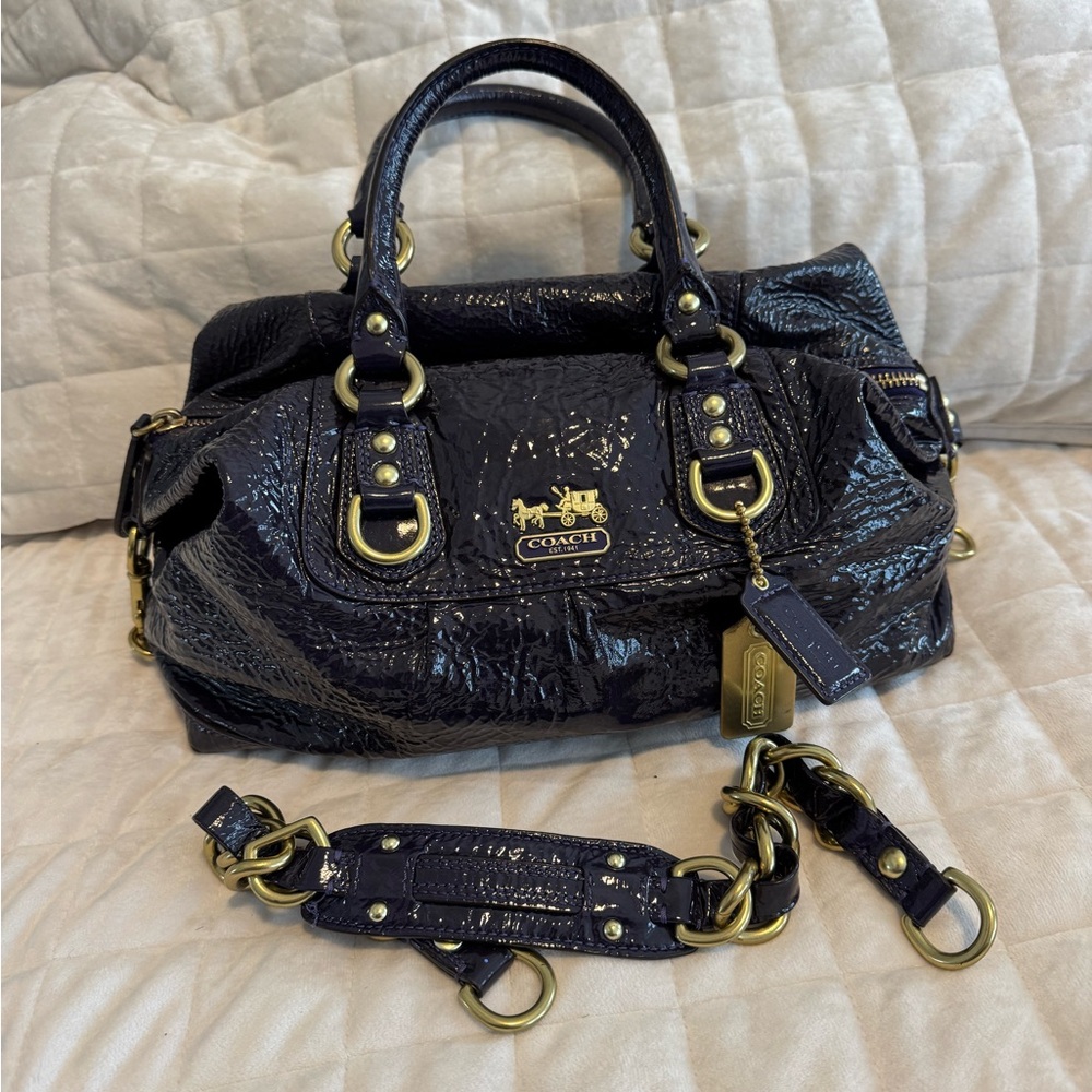 Coach Madison Purple Patent Leather Sabrina Satchel Purple - Picture 2 of 6